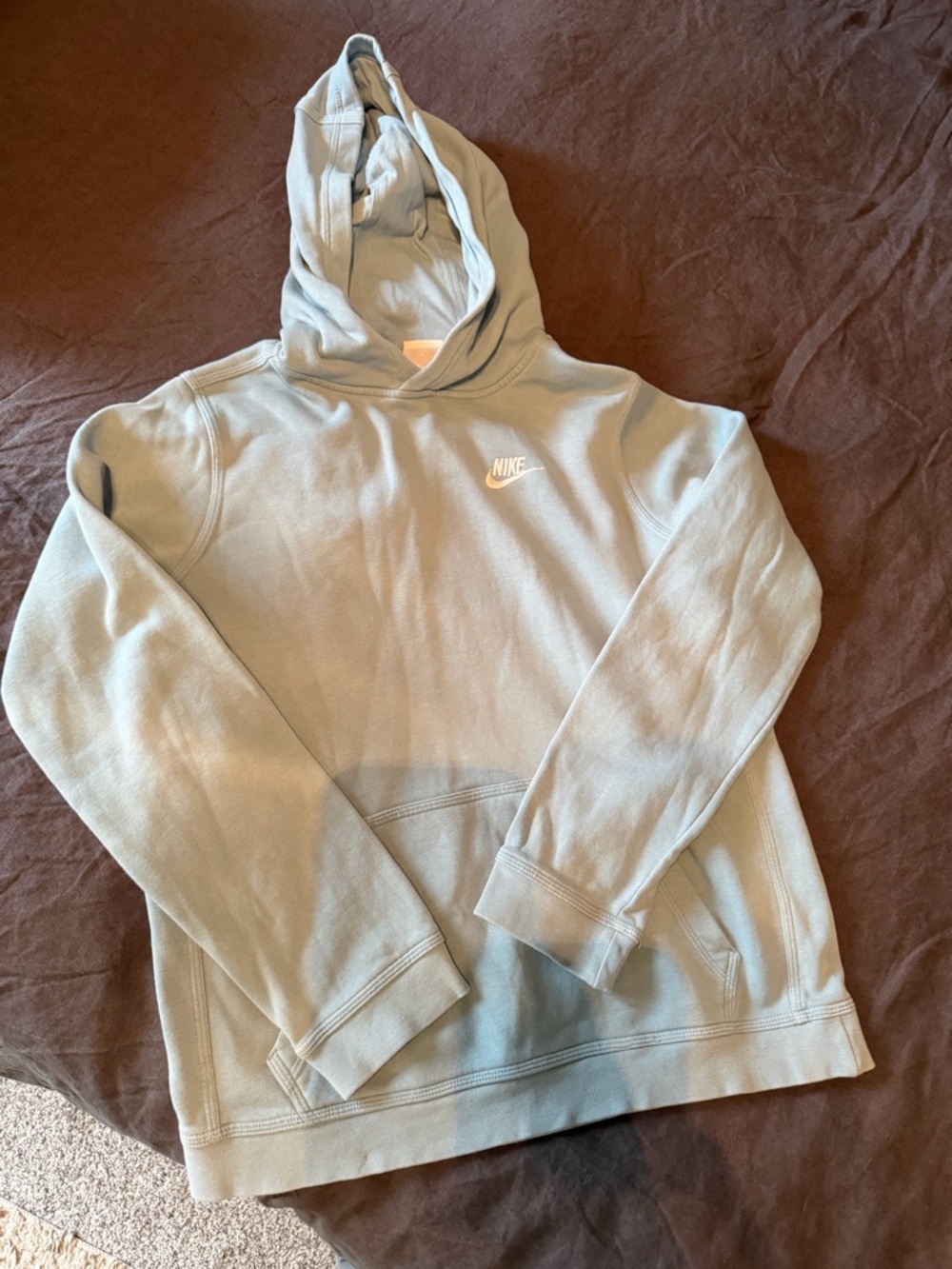 Nike Kids Hoodie in Light Sage Green with White Logo